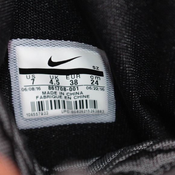 Nike Womens Roshe 2 Hi Flyknit Slouch Leather Boots Size 7 All Black Gray 861708 - Picture 11 of 13